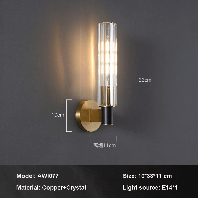 Crystal Lampshade Wall Lamp-  Metal Base Wall Light Sconce- Iason