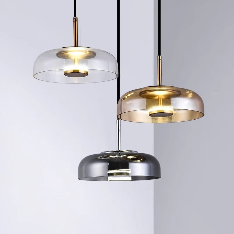 Luminaire Glass Dome Pendant Light- Modern Glass Hanging Lamp- Dorete - Louve Lights