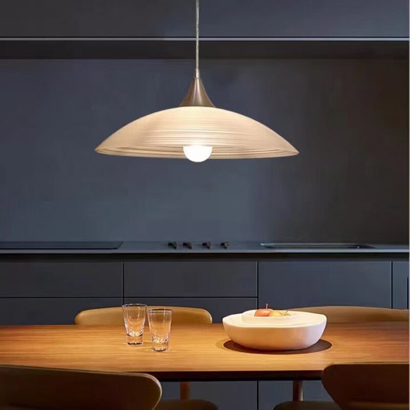 Modern Striped Glass Dish Pendant Light- Jaycee - Louve Lights