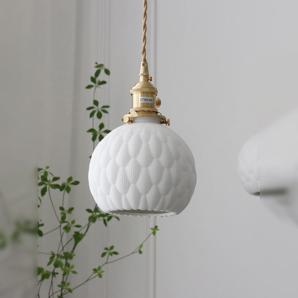 Handmade Ceramic Pendant Lights- Rustic Dome Pendant Light- Elda - Louve Lights