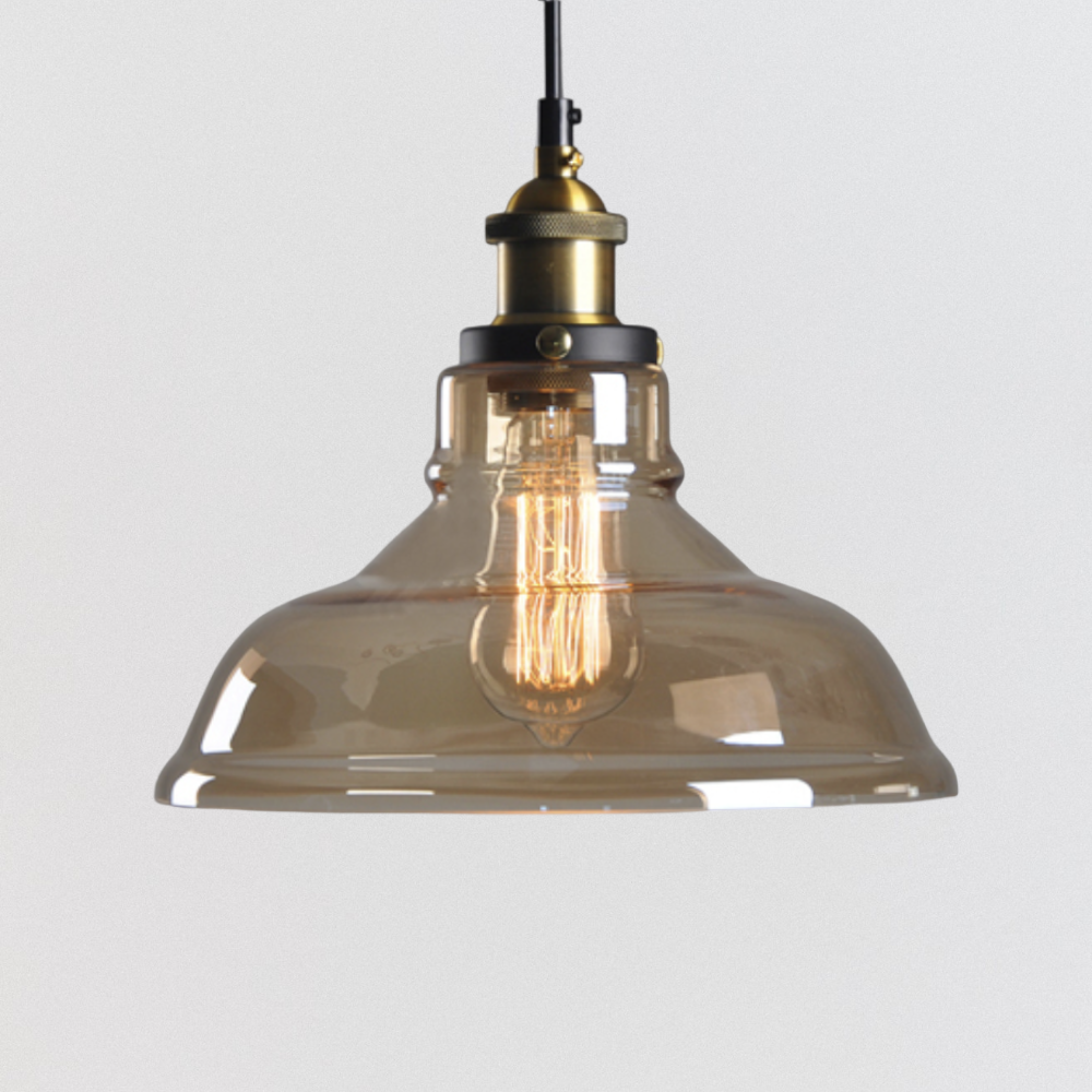 Glass Farmhouse Pendant Light- Industrial Glass Ceiling Light Fixture- Runa - Louve Lights