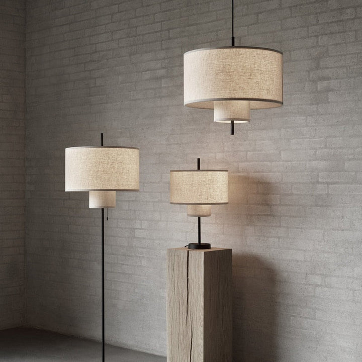 Fabric Lampshade Standing Floor Lamp- Japanese Fabric Desk Lamp- Theano