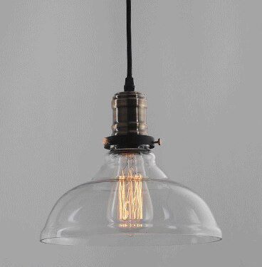 Glass Farmhouse Pendant Light- Industrial Glass Ceiling Light Fixture- Runa - Louve Lights