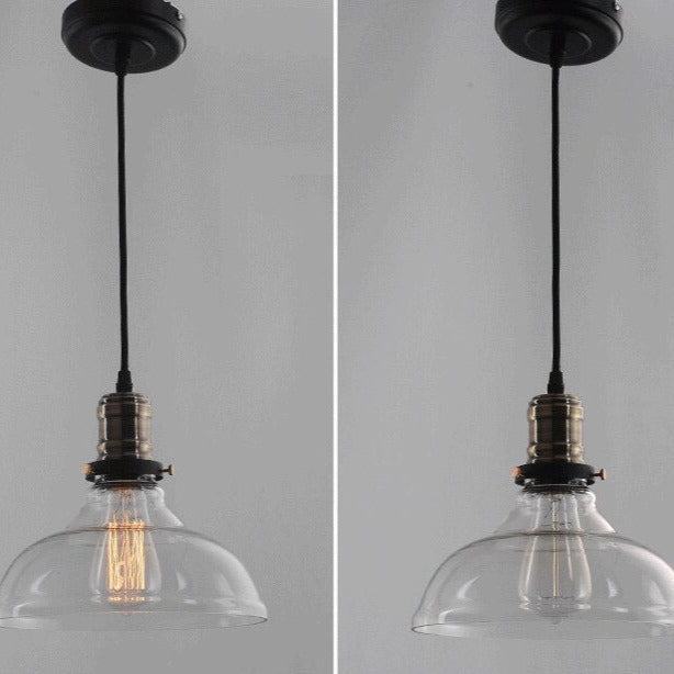 Glass Farmhouse Pendant Light- Industrial Glass Ceiling Light Fixture- Runa - Louve Lights