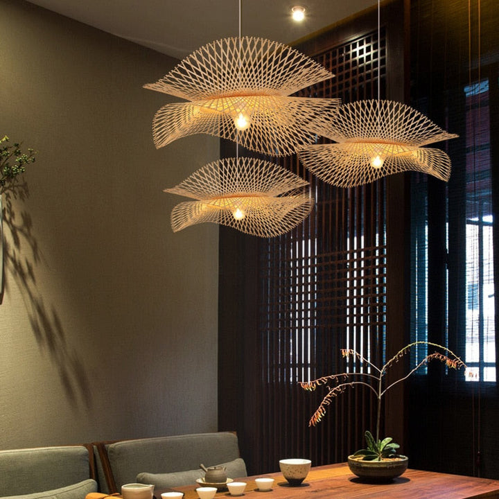 Modern Bamboo Wave Pendant Light- Lillian - Louve Lights