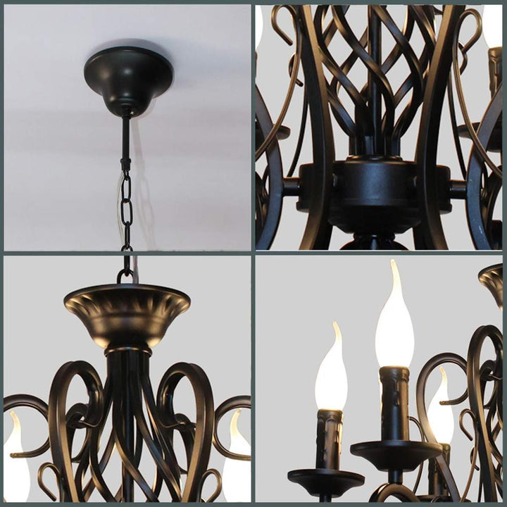 Vintage Wrought Iron Candle Chandelier- Maiken