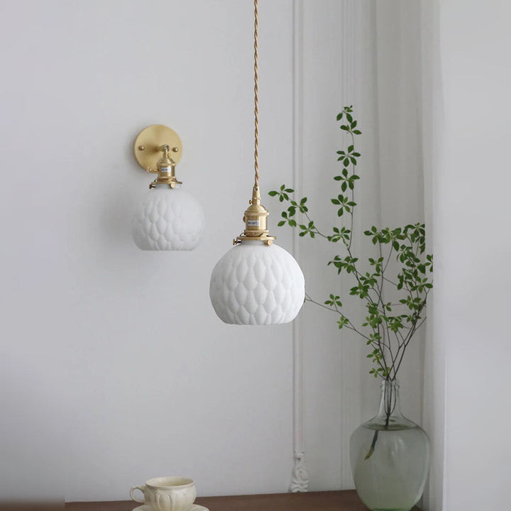 Handmade Ceramic Pendant Lights- Rustic Dome Pendant Light- Elda - Louve Lights