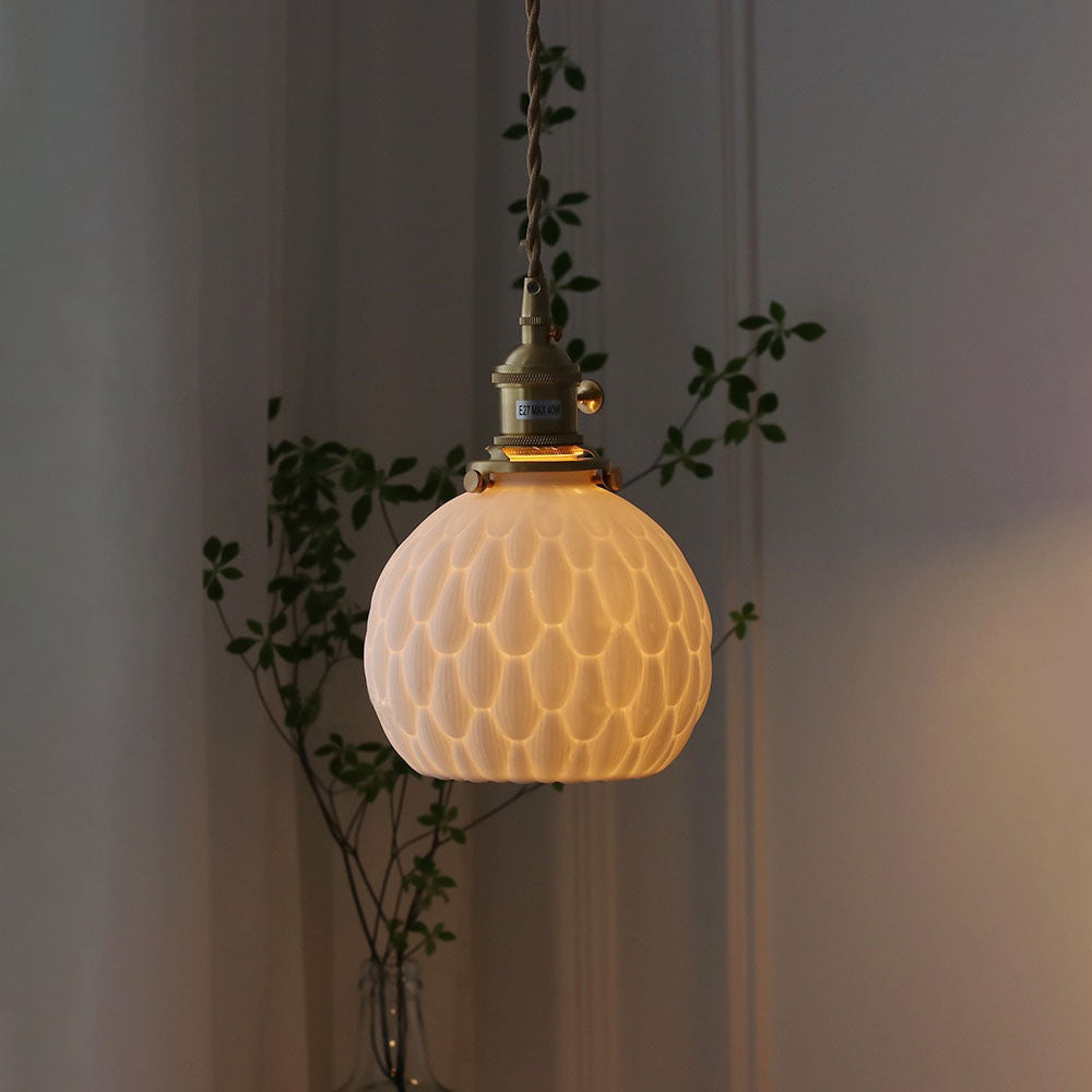 Handmade Ceramic Pendant Lights- Rustic Dome Pendant Light- Elda - Louve Lights