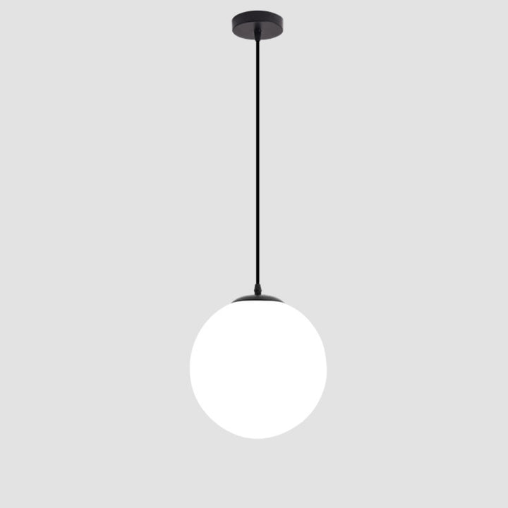 Minimalistic Glass Globe Pendant Light - Milky Glass Pendant Light - Grith - Louve Lights