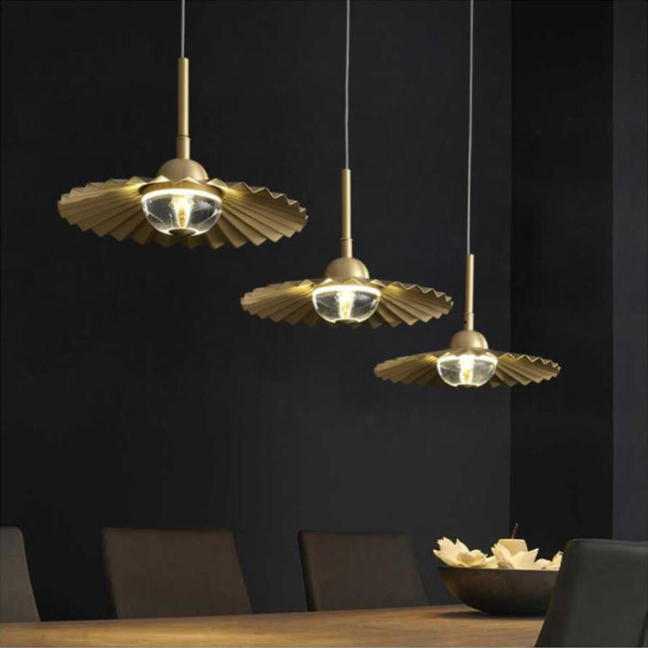 Umbrella Copper LED Pendant Light- Modern LED Hanging Light- Anne