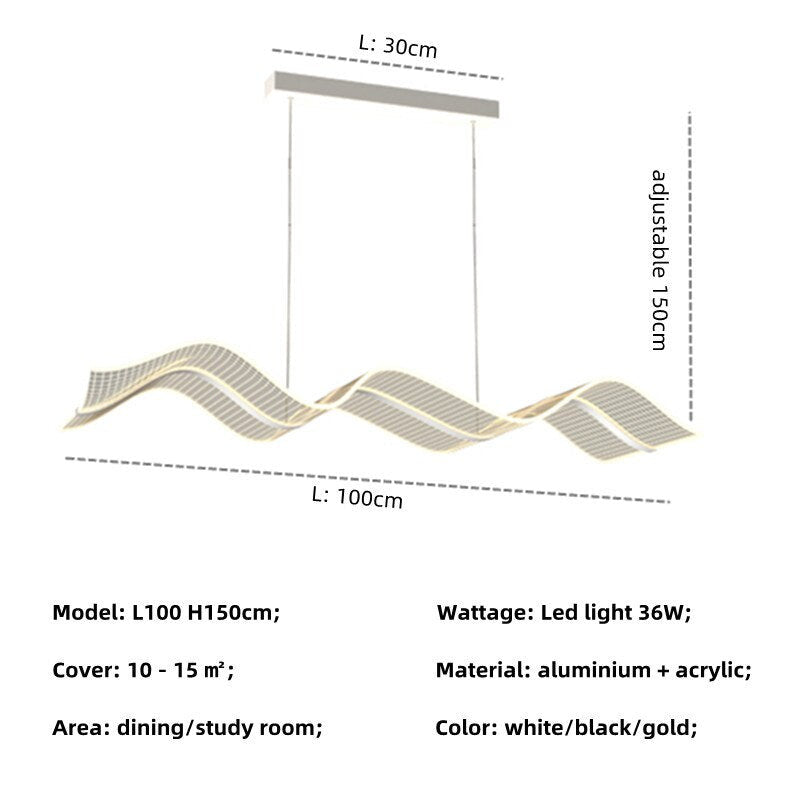 Wave Acrylic LED Pendant Light- Modern LED Hanging Light- Aris