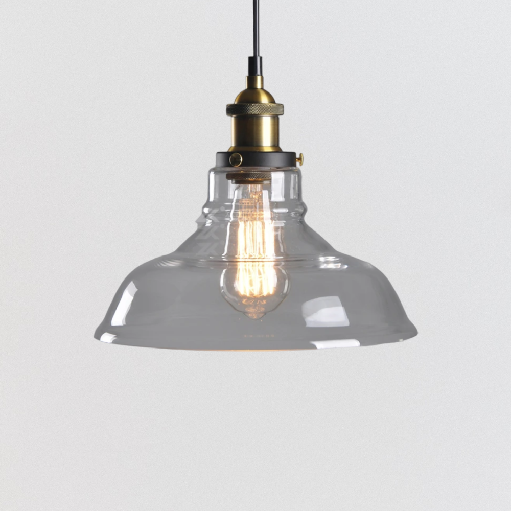 Glass Farmhouse Pendant Light- Industrial Glass Ceiling Light Fixture- Runa - Louve Lights