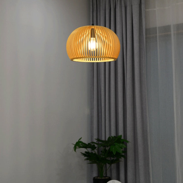 Modern Solid Wood Pendant Light - Bamboo Pendant Light - Pax - Louve Lights