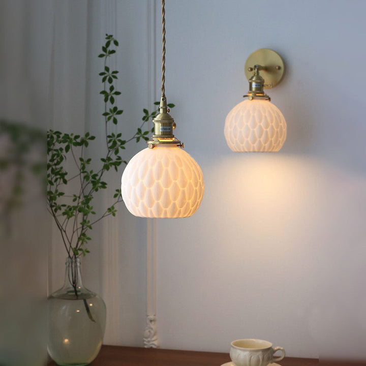 Handmade Ceramic Pendant Lights- Rustic Dome Pendant Light- Elda - Louve Lights