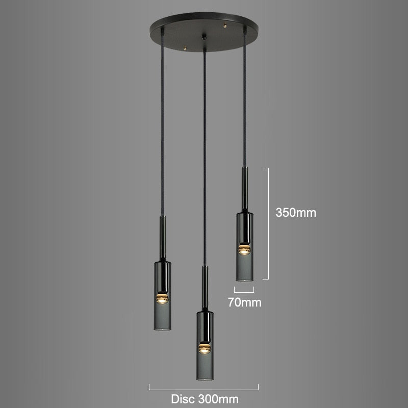 Postmodern Linear Pendant Light - Hanging Glass Light Fixture - Taina