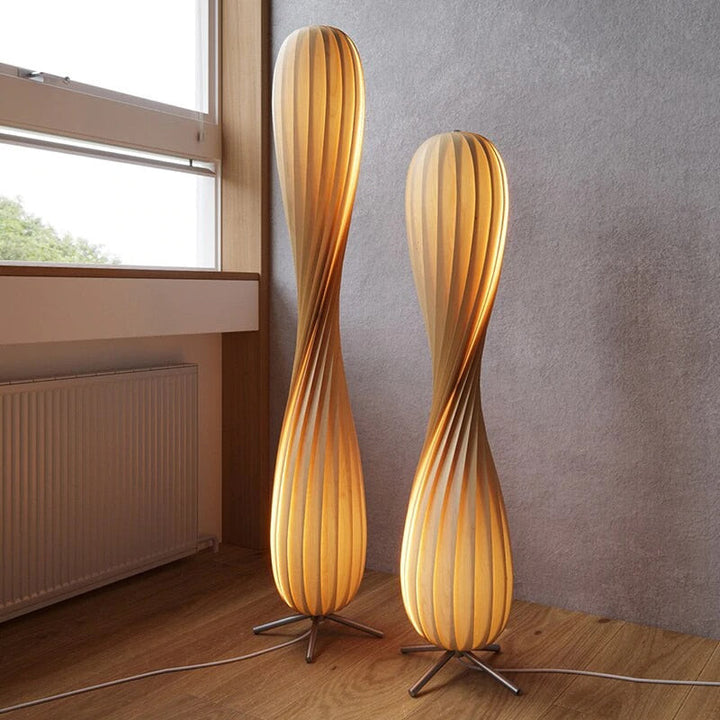 Veneer Wood LED Standing Lamp- Creative Wood LED Floor Lamp- Nana