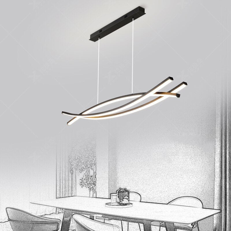 Minimalist Linear Pendant Light- Modern Hanging Kitchen Island Light- Irma
