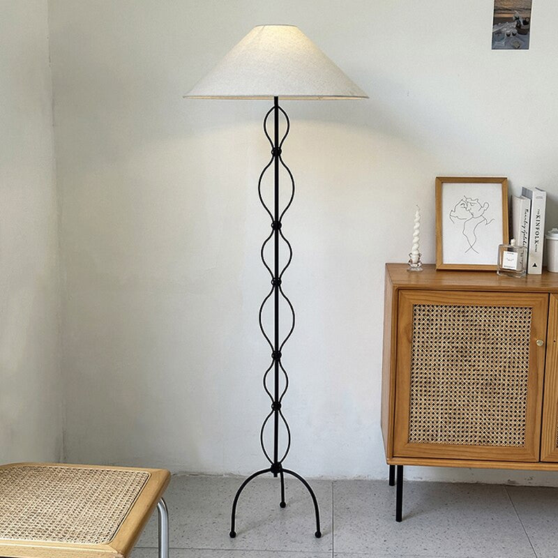 Metal & Fabric Standing Lamp- Vintage Floor Lamp- Angelos