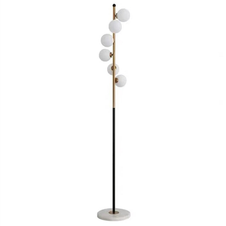 Spiral Milky Glass Globe Floor Lamp- Living Room Standing Lamp- Stelios