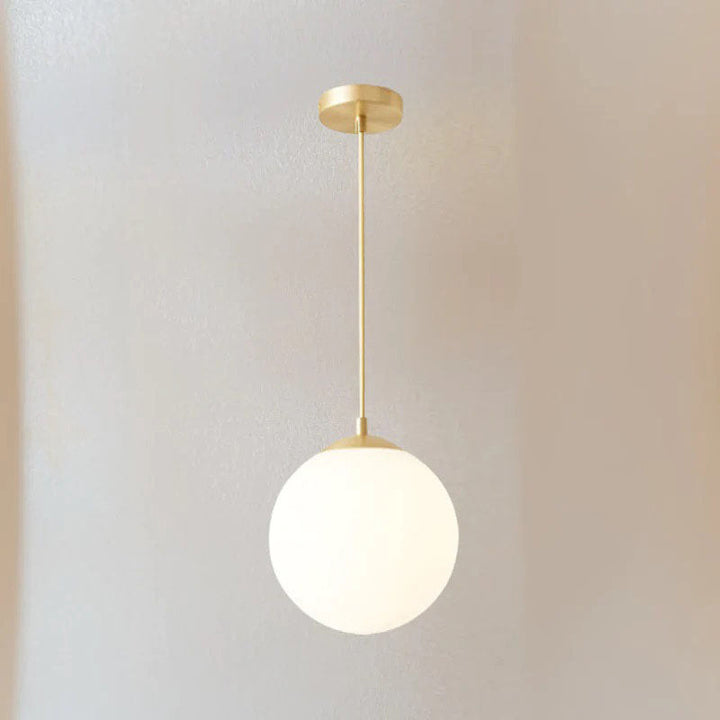 Minimalistic Glass Globe Pendant Light - Milky Glass Pendant Light - Grith - Louve Lights