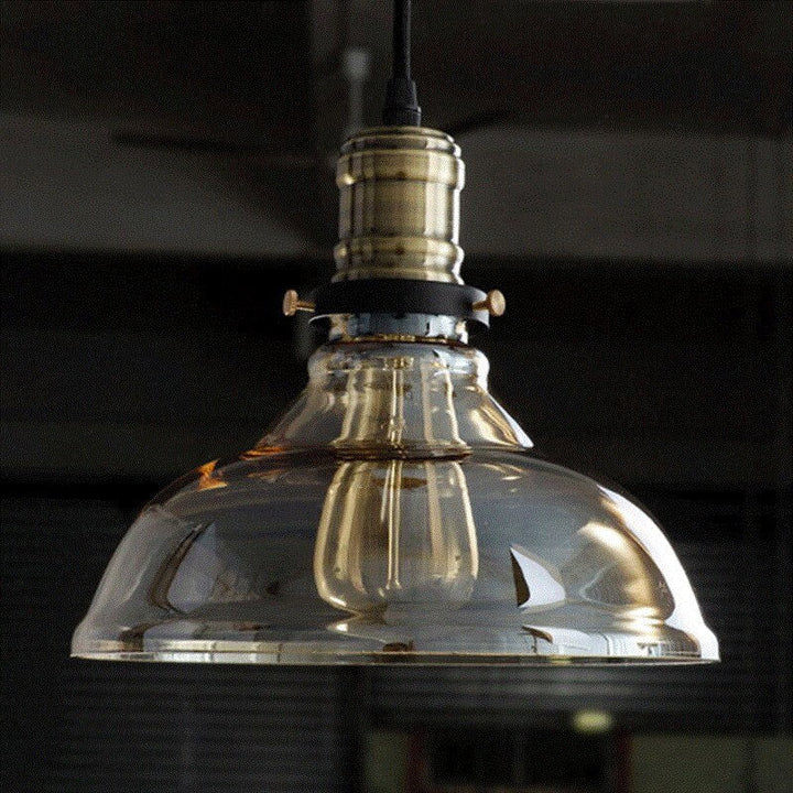 Glass Farmhouse Pendant Light- Industrial Glass Ceiling Light Fixture- Runa - Louve Lights